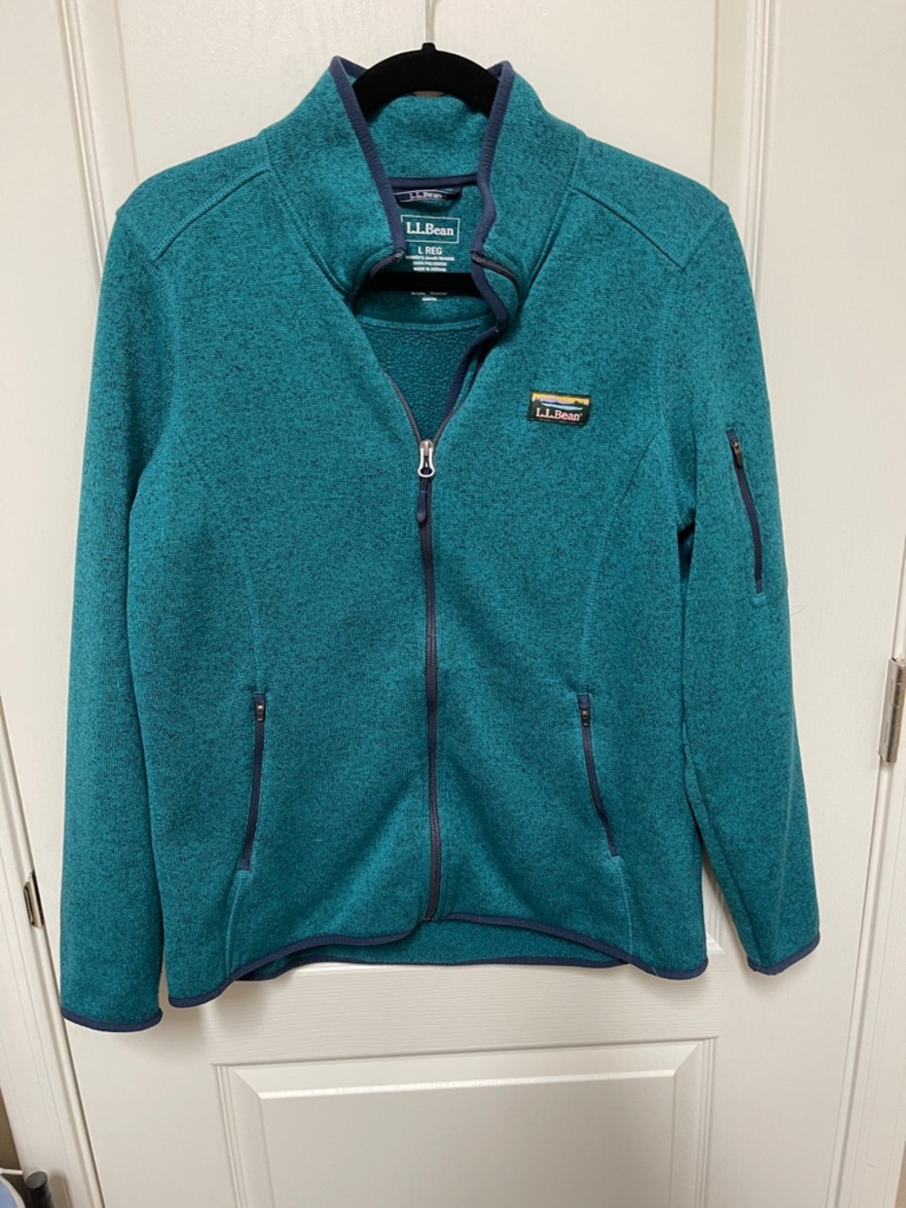 L.L. Bean Teal Full-Zip Fleece Jacket with Zip Pockets